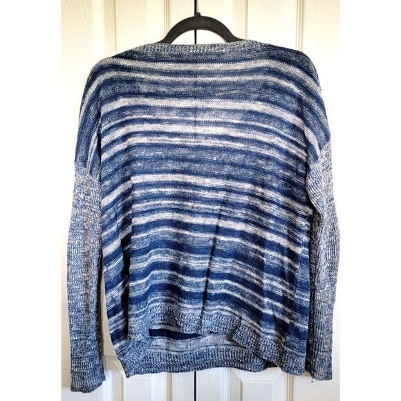 Eileen Fisher Women's Sweater Size XXS Blue Linen Knit Long Sleeves Striped - Picture 2 of 6